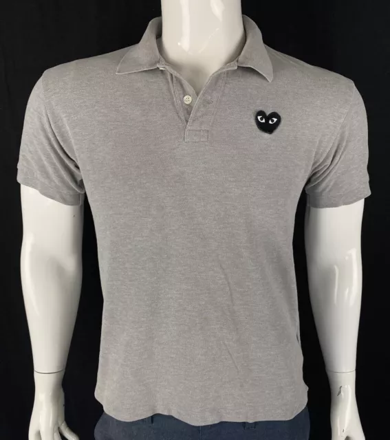 PLAY Comme des Garcons Black Heart Gray Polo Shirt, Youth Size XL