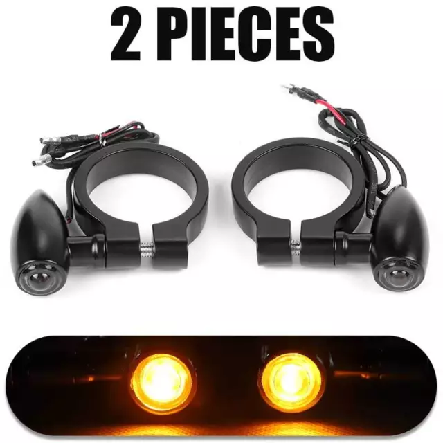 2X Motorcycle 41mm Fork Tube Clamp LED Turn Signal Mount Bracket Indicator Light