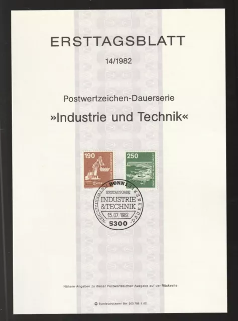 BRD Ersttagsblatt Dauerserie Industrie und Technik ETB 14-82