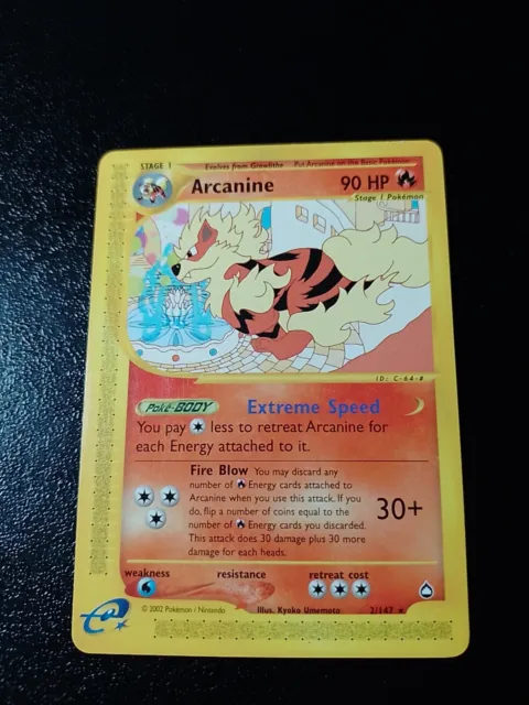Pokemon card  Arcanine 2/147 Aquapolis ENG  Exc++ no charizard no holo no lotto 2
