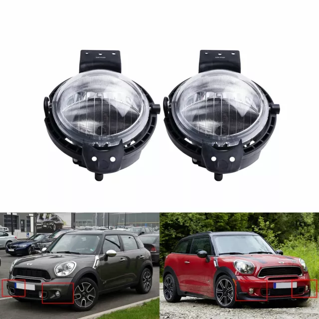 2x Front Bumper Fog Light Lamp DRL For Mini Countyman R60 Paceman R61 2010-2016