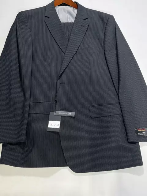 Mens Renoir Black Classic Fit 2 Button Suit Size 44R NEW