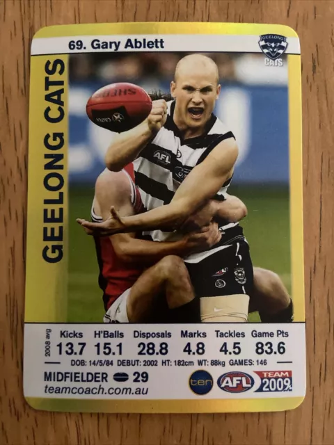 AFL Team 2009 Gold Gary Ablett Junior Geelong Cats Card #69