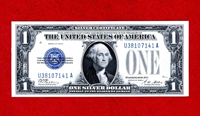 1928 B $1 BLUE Seal SILVER CERTIFICATE FUNNY BACK NOTE CRISP GEM UNC NOTE