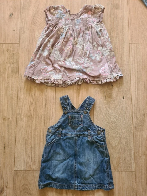 Jojo Maman Bebe + Next Baby Girl Bundle Dress + Dungarees 12-18 Months