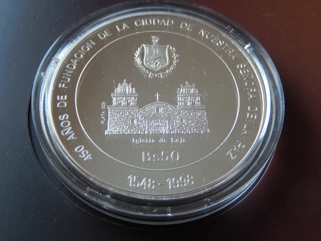 BOLIVIA - 27g Silver 925 coin 450th Anniversary of La Paz, 1998