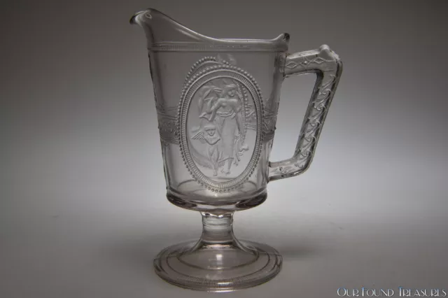 c 1880s No 500 CUPID AND VENUS Richards & Hartley COLORLESS Cream Pitcher  chip