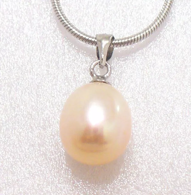 Women Fresh Water Real Orange Pink Pearl Pendant Only 10mm 13mm Tear Drop UK