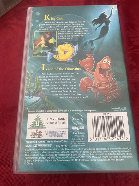 WALT DISNEY THE Little Mermaid TV Series VHS Video Episodes 25-26 ...