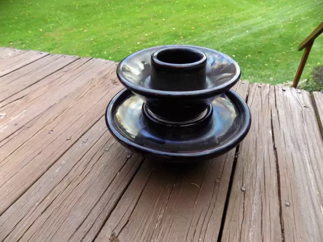 Vintage Ceramic Insulator High Voltage Glazed Brown X Large 10x7"   Mushroom