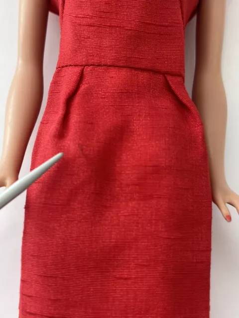 Vintage Mattel Barbie 1962 Pak Red Silk Sheath Dress with Bow - No Doll 3