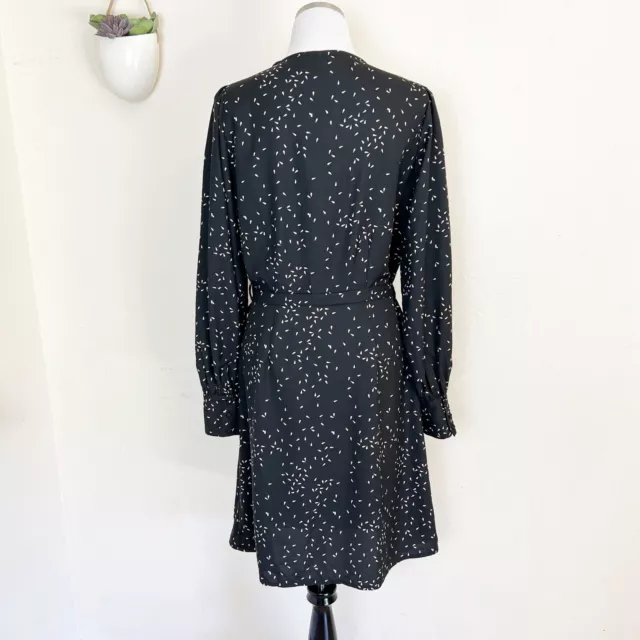 ASOS VERO MODA Women's Size Lg Tall Black Tear Print Laia Long Sleeve Wrap Dress 3