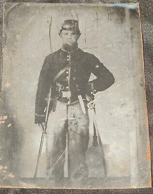 Civil War Tintype - Identified Quadruple Armed Cavalry Soldier Maine