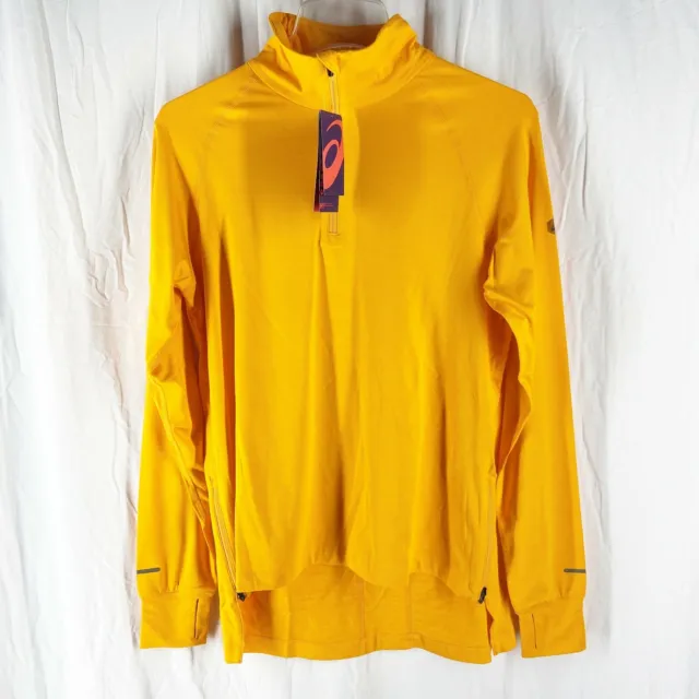 ASICS Womens Yellow Orange Thermopolis Long Sleeve 1/3 Zip Top Size M