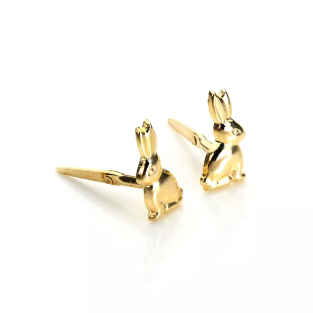 9ct Yellow Gold Andralok Bunny Rabbit Stud Earrings / Studs