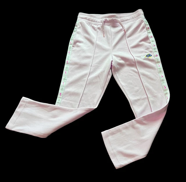 NIKE Women's Small Hyper Femme Pants Pink w flower Swoosh & Nike Tuxedo Stripe