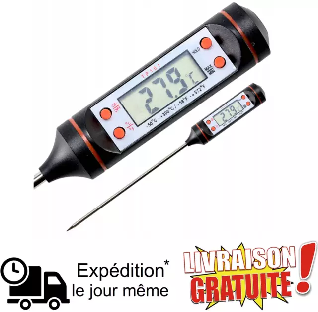 TRIXES Thermomètre de cuisson à sonde LCD numérique