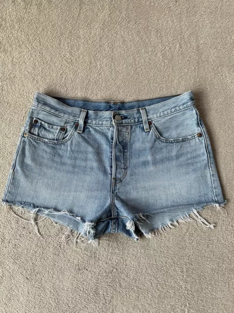LEVI´S 501 Jeans Damen Shorts W29 Levis Hotpants Denim Washed Blue Blau Sommer