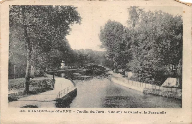 CHALONS-sur-MARNE - Jardin du Jard - vue sur le canal et la Passerelle
