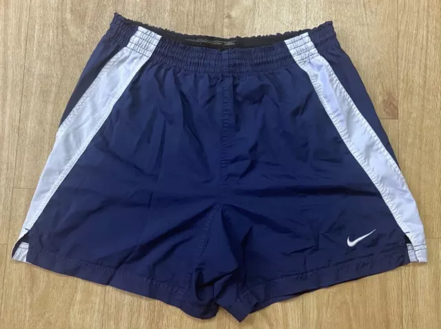Vintage Nike Team Shorts Small Mens Navy White Drawstring Logo Y2K 90s Football