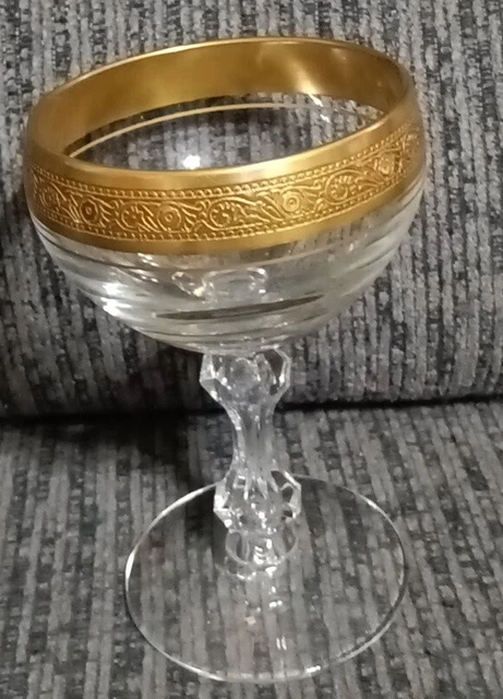Westchester Champagne Glass Tiffin Franciscan with Minton Rim Gold Embellishment