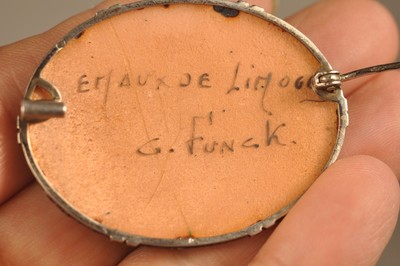 Broche Ancienne émail Limoges Signée G.Funck - Monture Argent Poinçonnée - Occasion