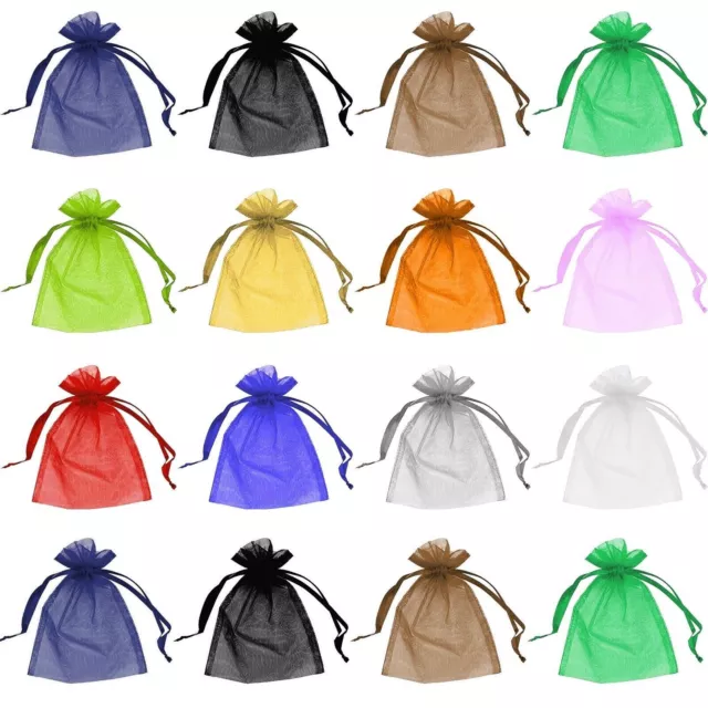 50 Organza Bags Jewellery Pouches Wedding Favour Party Mesh Drawstring Gift Cake