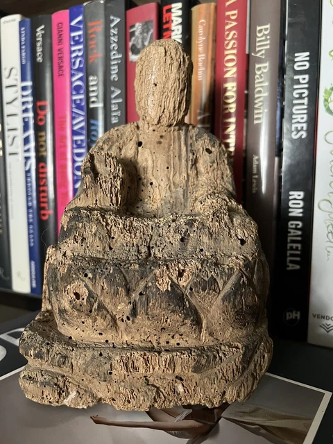 Antique Carved Wood Buddha Figure 19th Century Japanese