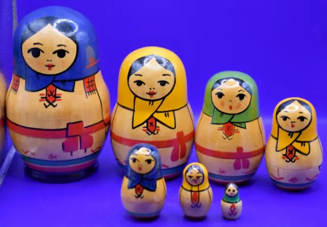 Russian Nesting Dolls Set Of Seven Handcrafted Labeled Beautiful Hand Painted