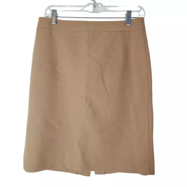 J. Crew The Pencil Skirt Women's Size 4 Wool Back Zipper Slit Beige GUC