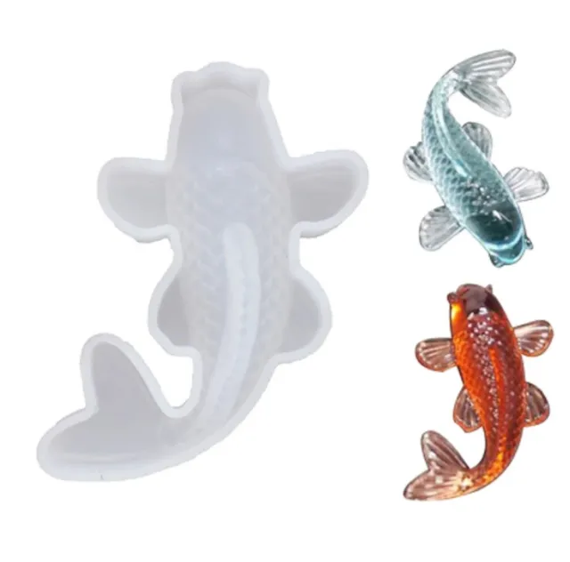 2x Koi Fish Shaped Silicone Mold Transparent Lucky Resin Casting Craft Tool DIY