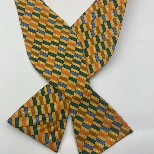 Countess Mara Bow Tie Adjustable Size 14.5-20 Orange Blue Green Geometric Spring