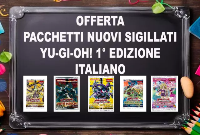 Yu-Gi-Oh!Pacchetti Nuovi Sigillati Carte 1 Edizione konami ITA.TOP BUSTINE VARIE