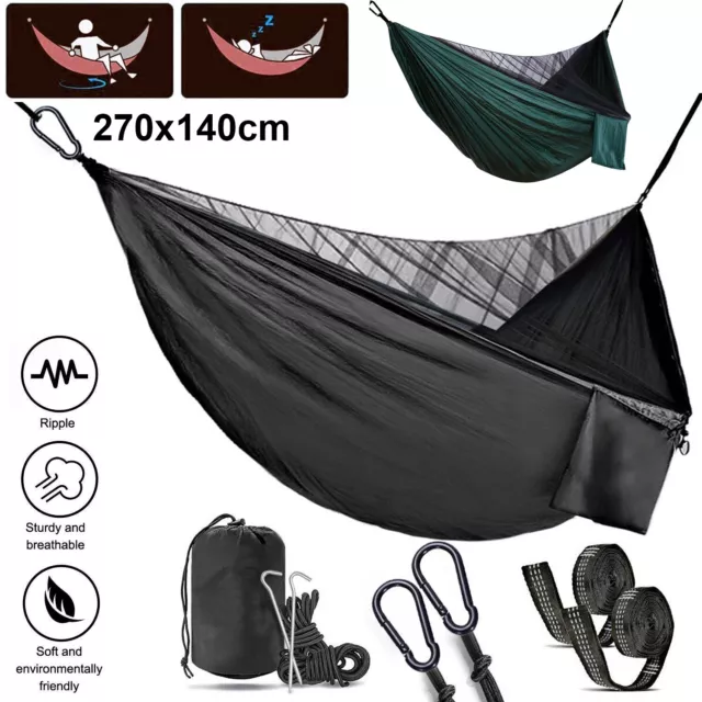 Double Person Hammock Outdoor Travel Camping Swing Hanging Bed with Mosquito Net