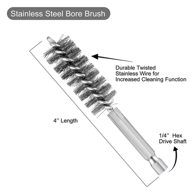 Stainless Steel Bore Brushes for Deep Cleaning Set of 6 for Impact Drill