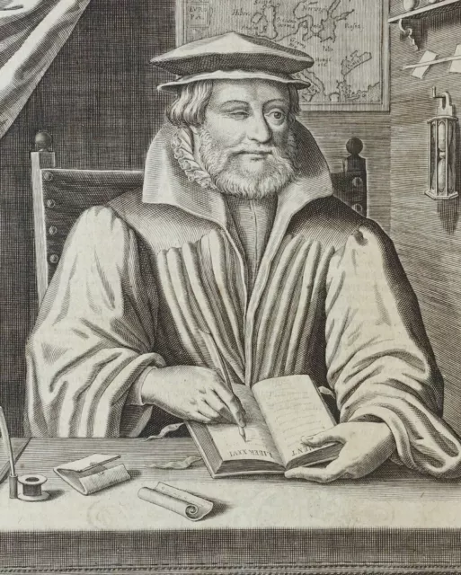 Portrait de Johann Sleidanus, humaniste par von der Heyden, gravure XVIIe