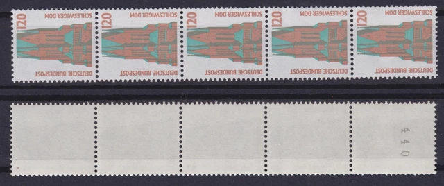 Bund 1375 RM 5er Streifen mit gerader Nummer SWK 120 Pf postfrisch