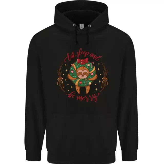 Sloth Eat Sleep & Be Merry Funny Christmas Mens 80% Cotton Hoodie