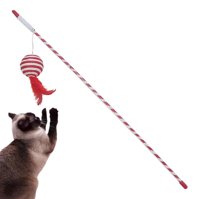 Cat Feather Wand Toy Chasing Fun with Bell Stick Rod Pet Cats Toys Cats