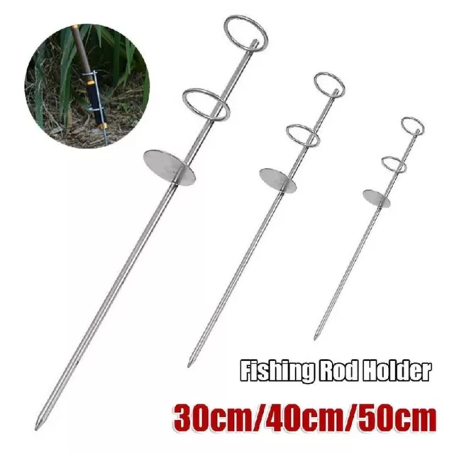PORTABLE FISHING ROD Holder Stainless Steel Ground Spike Rest