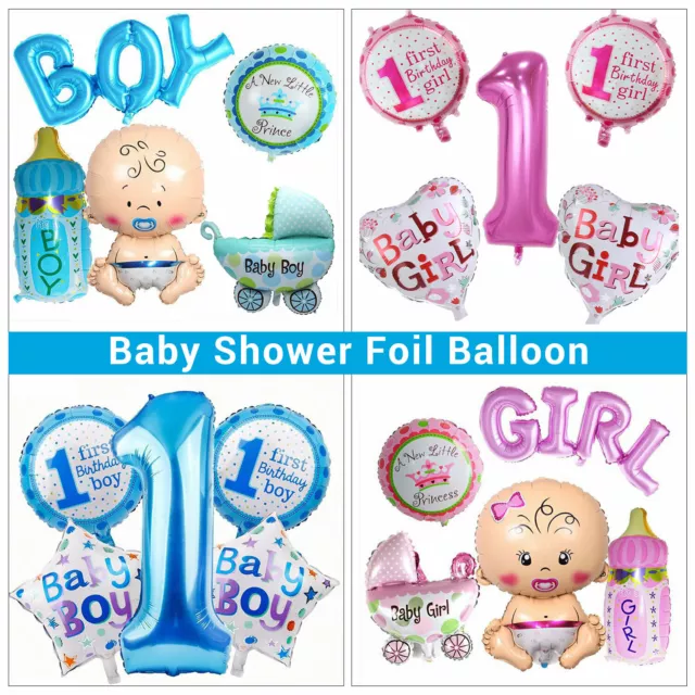 Baby Shower Foil Balloons Boy Girl Gender Reveal Latex Balloon New Born Party