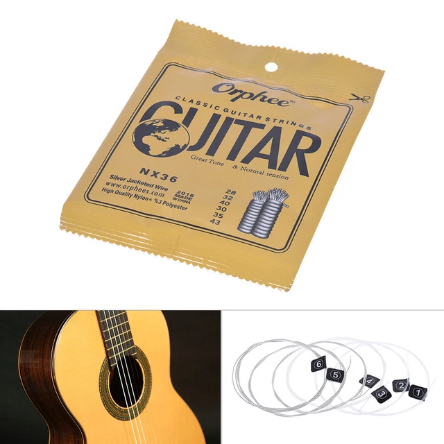6 Pcs Orphee NX36 Nylon Classical Guitar Strings (.028-.043) Normal Tension U7M2