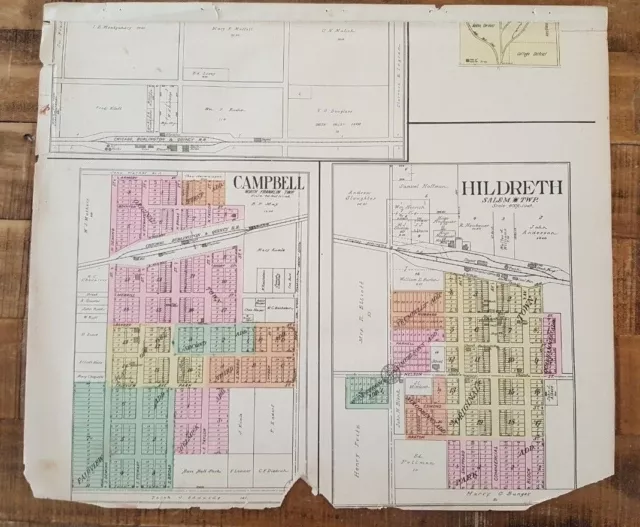 Antique MAP CAMPBELL & HILDRETH/Atlas of Franklin Co. Nebraska - Ogle & Co. 1923