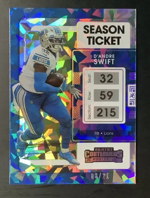 2021 Contenders D’Andre Swift #32  Season Ticket Cracked Ice #8/21