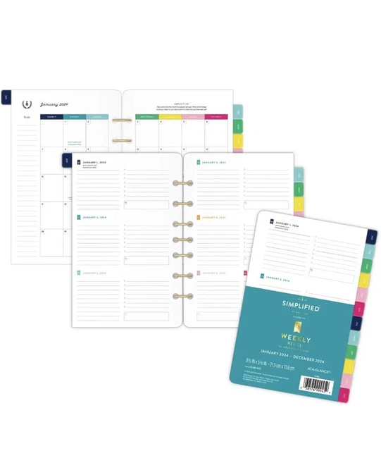 SIMPLIFIED BY EMILY Ley for ATAGLANCE 2024 Refill LooseLeaf Weekly