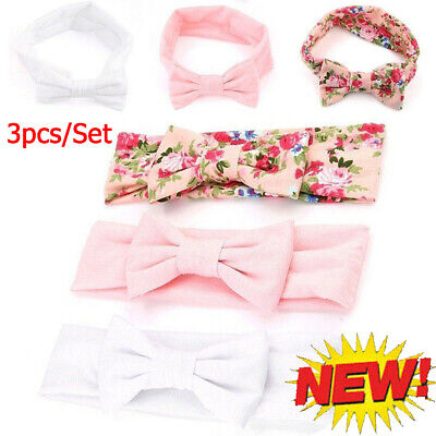 3pcs Baby Kids Girls Bowknot Headband Toddler Elastic Hair Band Headwear Bow Set