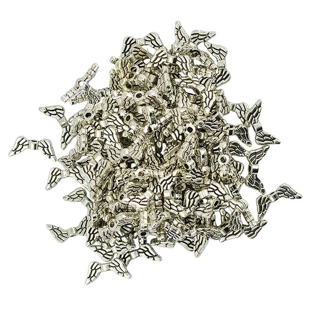 100Set antike Engelsflügel Charms Anhänger baumelt Perlen für DIY Schmuck