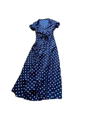 Womens Navy With White Spots Wrap Dress size medium New !