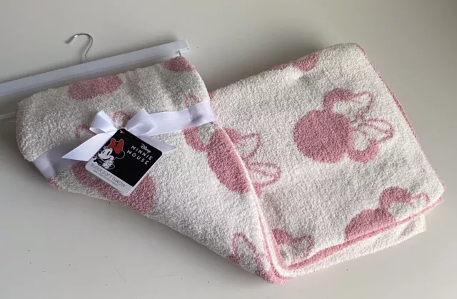 Disney Minnie Mouse Blanket White Pink Super Soft Throw 50" X 60” Reversible NEW