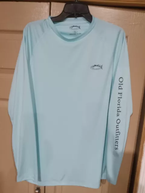 Blue Fin Men's Aqua Blue Long Sleeve Fishing Shirt Size XL